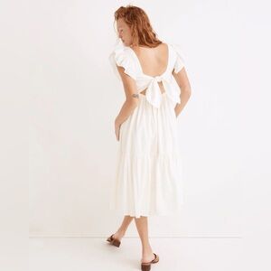 Madewell Ruffle-Strap Tiered Midi Dress in Textural Stripe Size XXS NWT Coastal